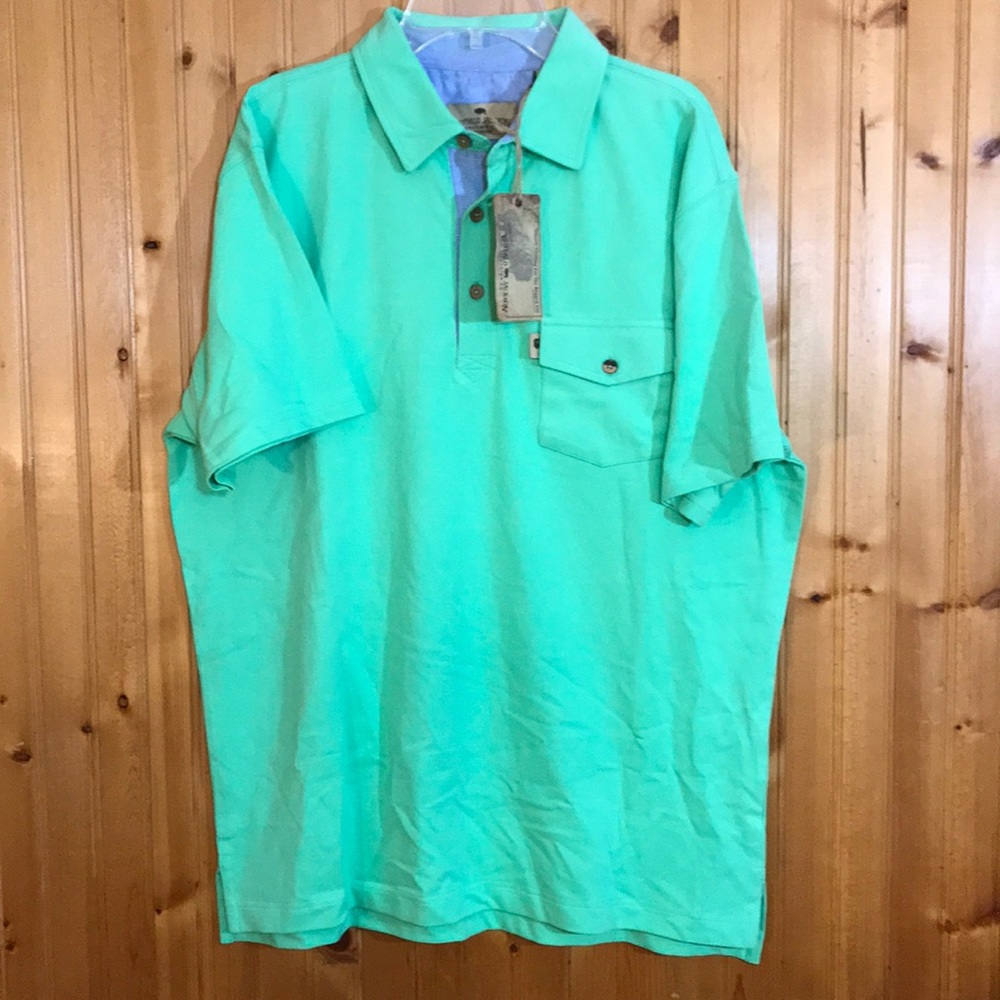 NWT Buffalo Jackson Lime Green Cotton Polo Shirt